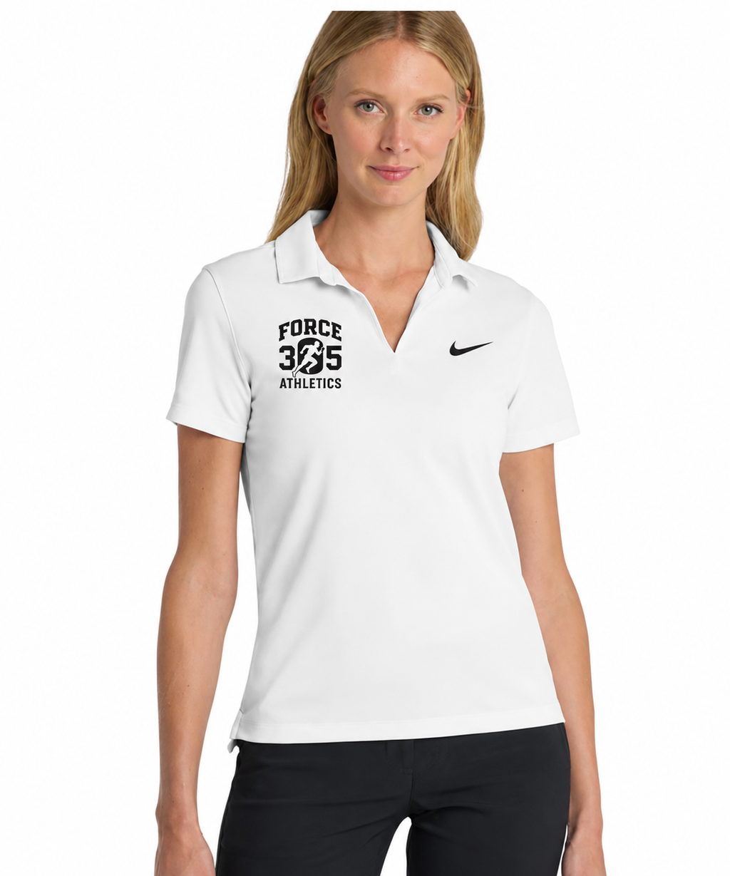 Women's Nike V Neck Polo with Black letters