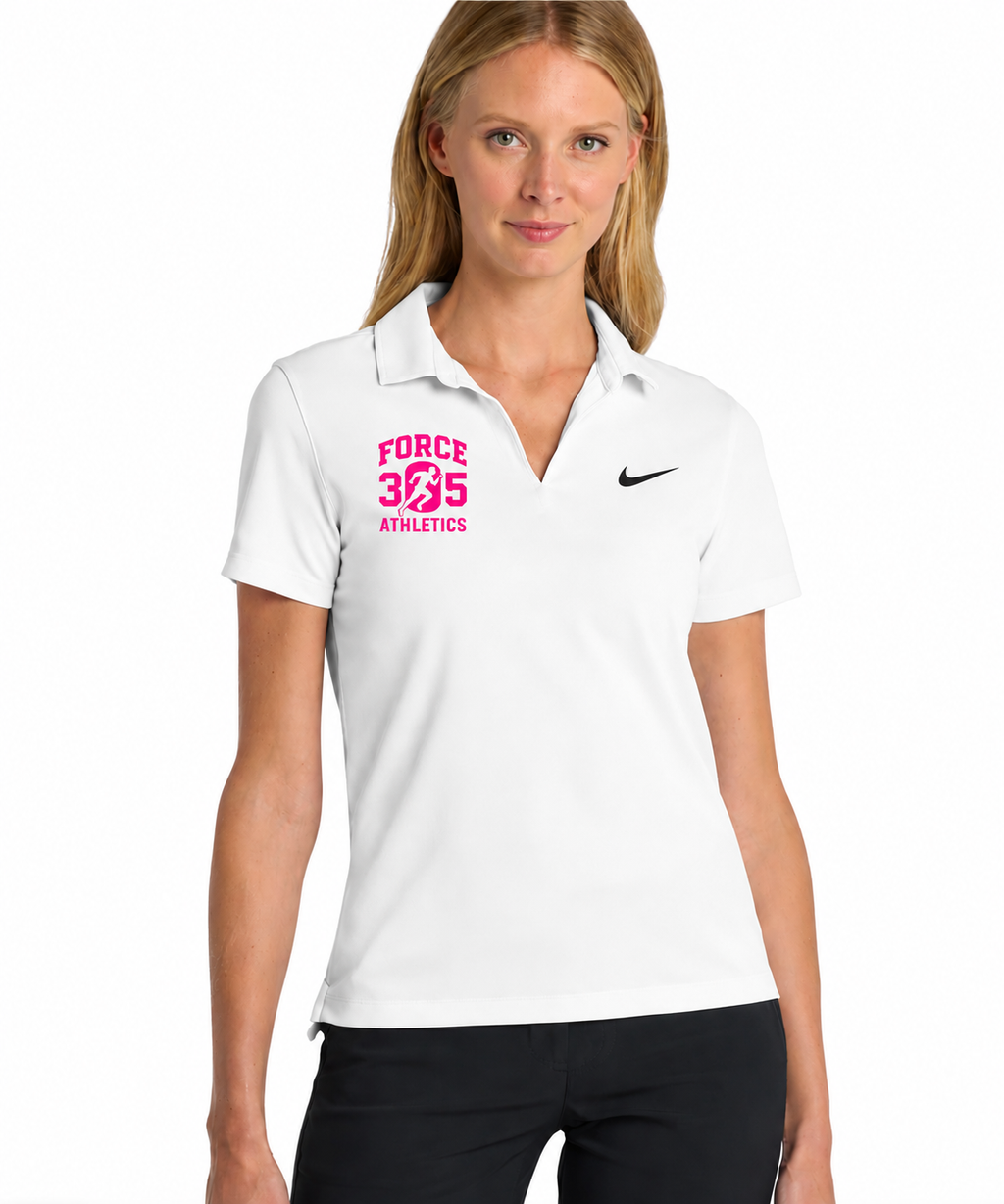 Nike Women's V Neck Polo with Pink Letters