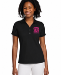 Women's Nike Short Sleeve Button Down Polo in Black with Pink Letters