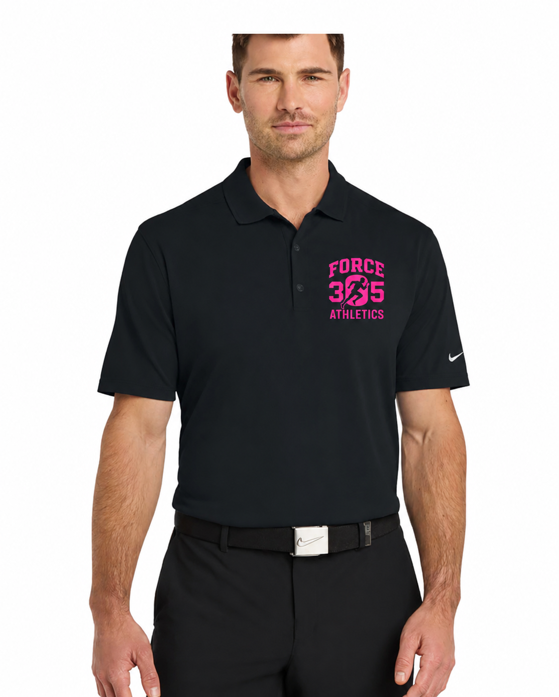 Nike Men's Polo with Pink Letters