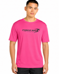 Men's Pink Dri Fit Short Sleeve Shirt with Black Letters
