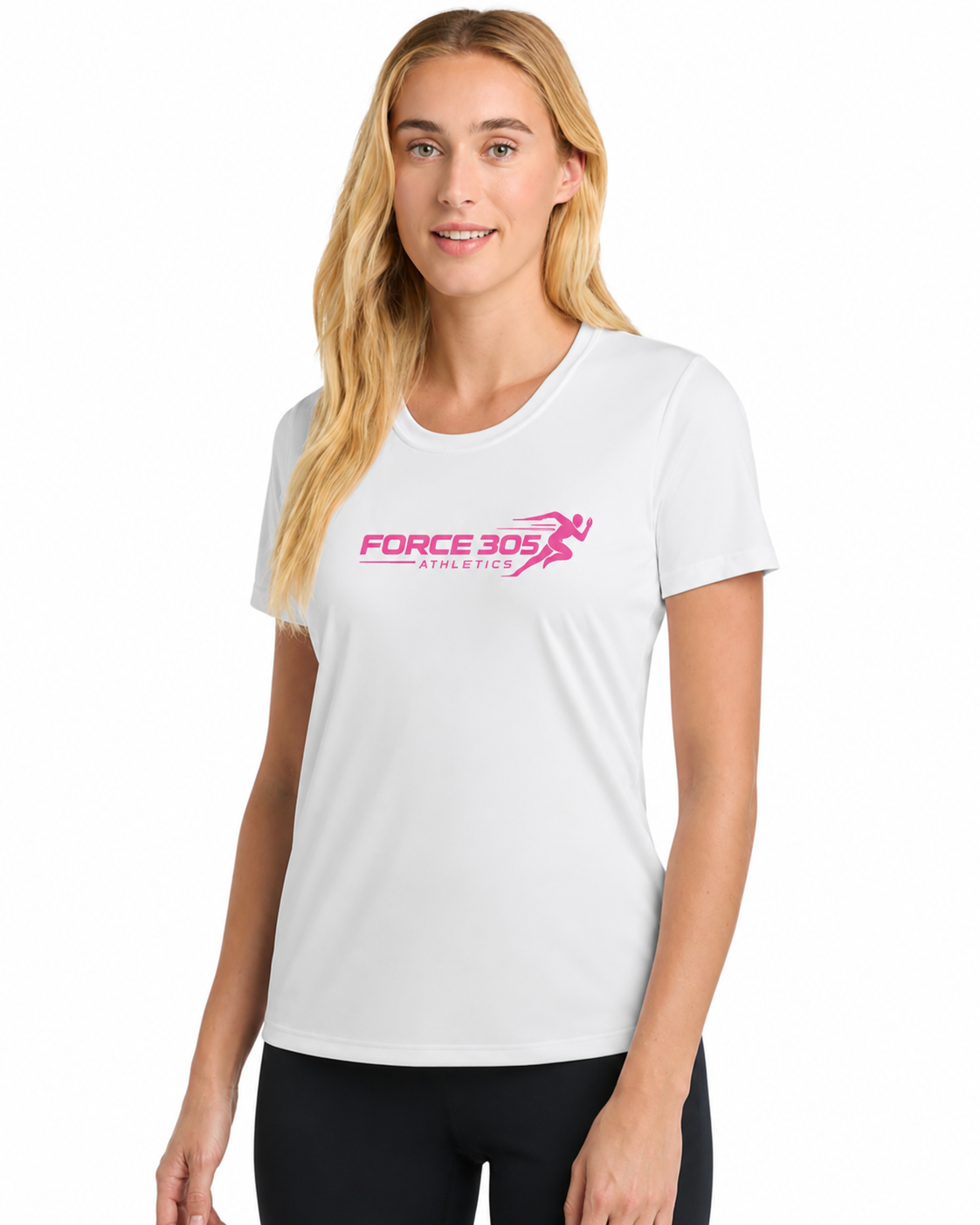 Women's Dri Fit Short Sleeve T-Shirt with Pink Letters